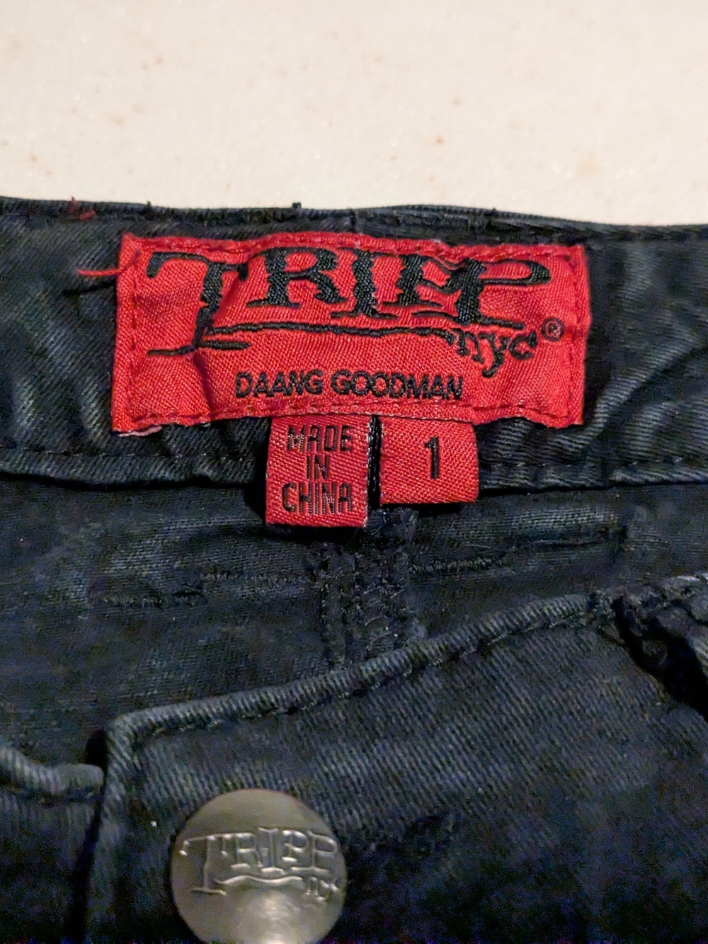 Tripp NYC Stretch Black Skinny Jeans With Torn Fishnet Detail Size 1 - Picture 2 of 7